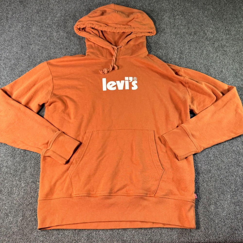 Levis Mens Graphic Logo Hoodie Burnt Orange French Terry Sweatshirt M 18487-0174